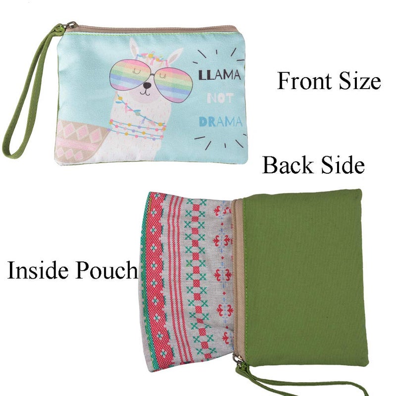 Rantanto Small Cute Cash Coin Purse, Canvas Change Purse, Kawaii Coin Pouch With Handle Christmas Gift For Women Teenager Girls (BG0014 Llama With Glasses) - Image 4